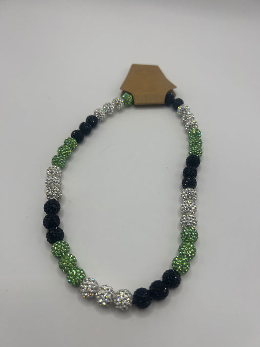 "LIME GREEN/WHITE/BLACK" - Swing Bling Necklace